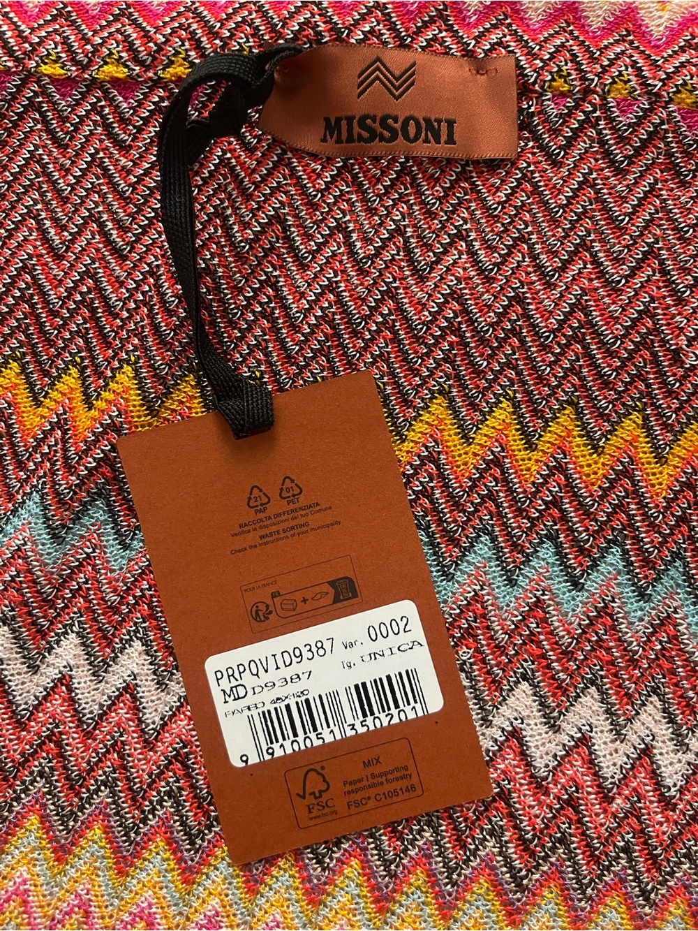 WEEKEND SALE 💫 Missoni Mare Multicolor Chevron Knit Pareo with Fringe Detail - Picture 7 of 11